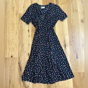 Women’s Kathie Lee Navy Floral Short Sleeve Maxi Dress